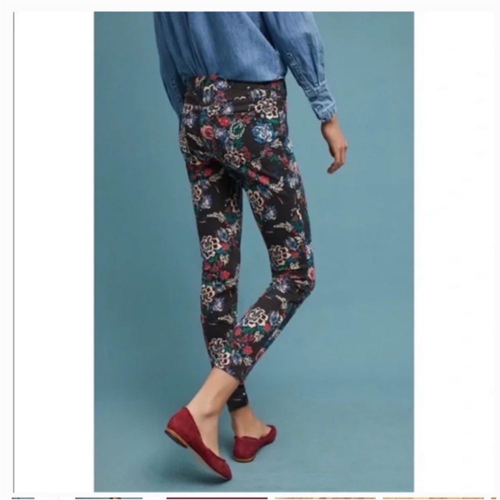 Anthropologie Pilcro & Letterpress Mid Rise Skinny Jeans Floral size 28 - Picture 3 of 8
